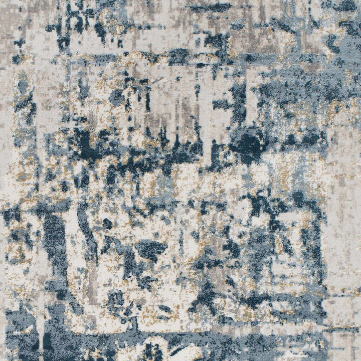 Larne Modern Abstract Design Ivory And Blue Area Rug