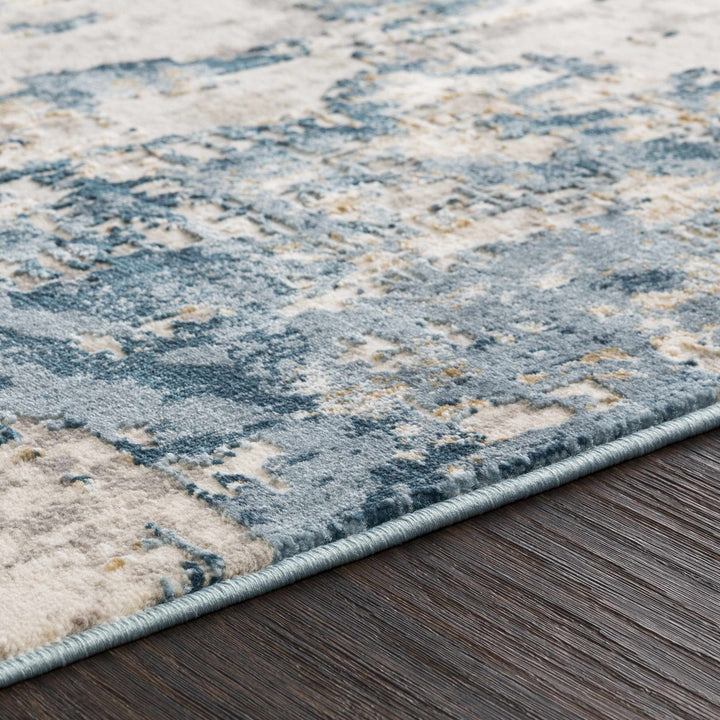 Larne Modern Abstract Design Ivory And Blue Area Rug