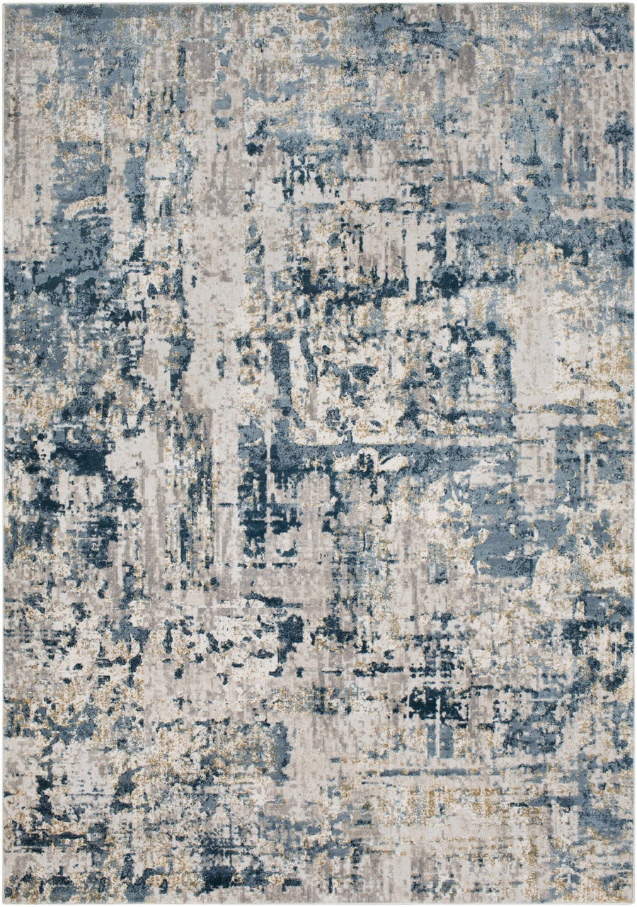 Larne Modern Abstract Design Ivory And Blue Area Rug - The Rug Decor