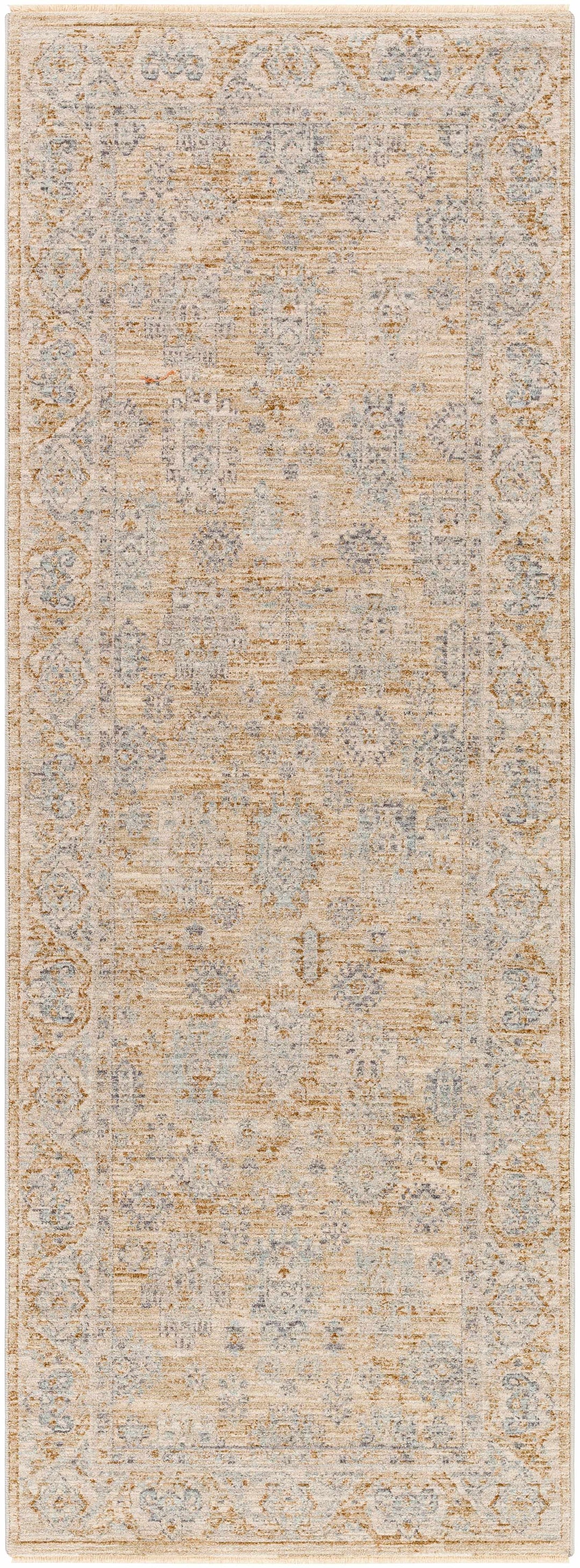 Lash Traditional Floral Design Beige And Blue Area Rug