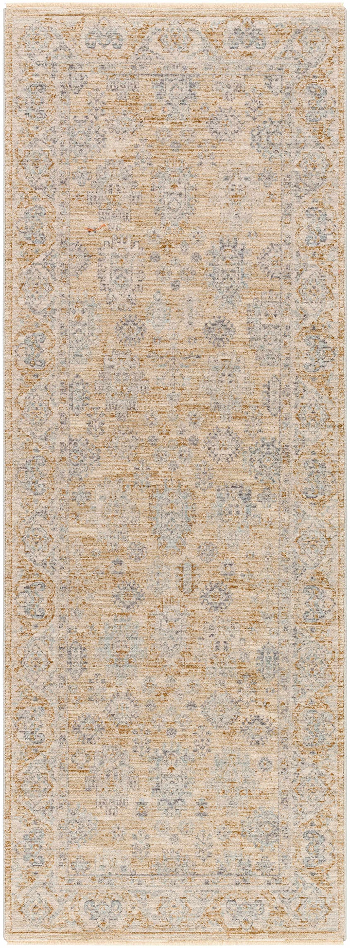 Lash Traditional Floral Design Beige And Blue Area Rug