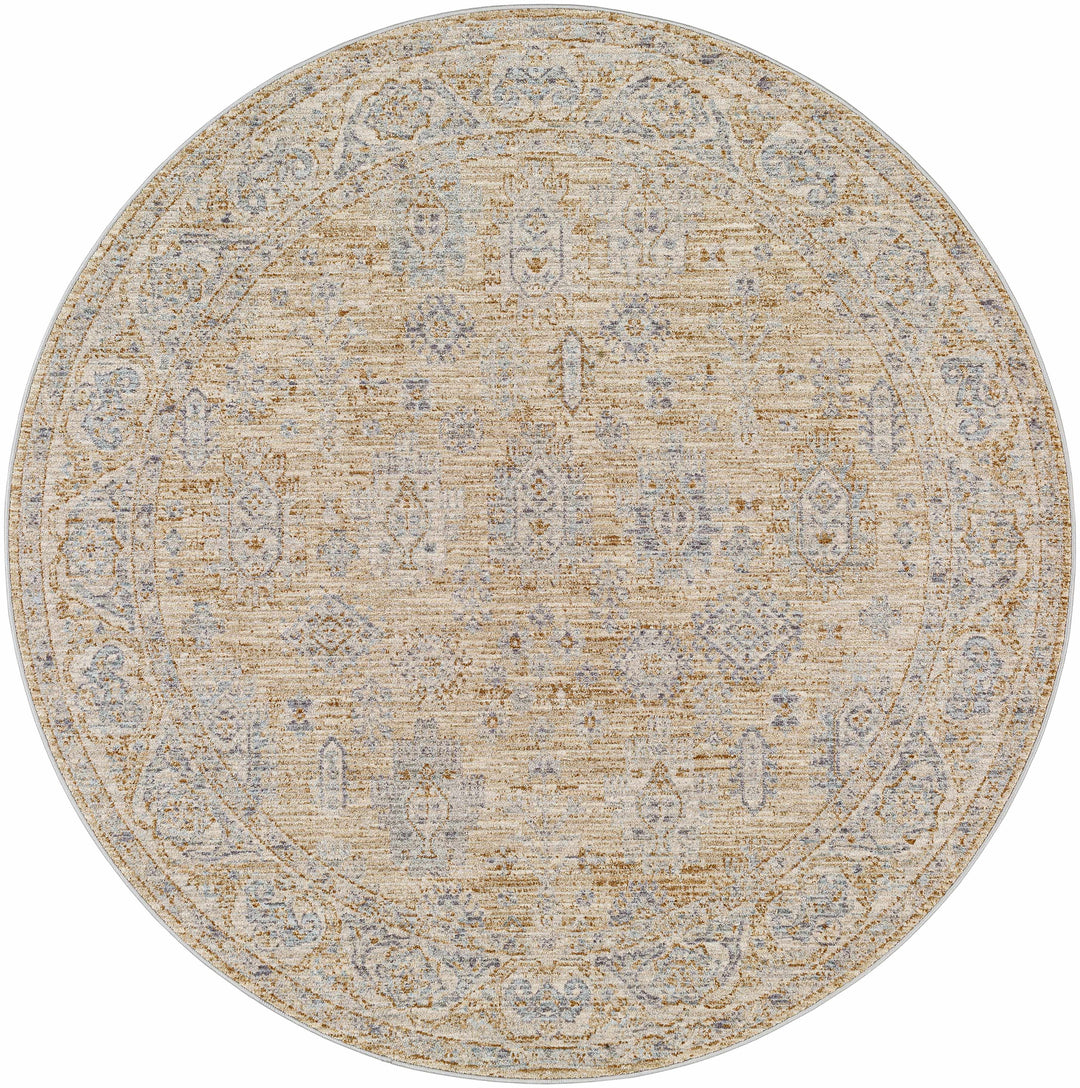Lash Traditional Floral Design Beige And Blue Area Rug