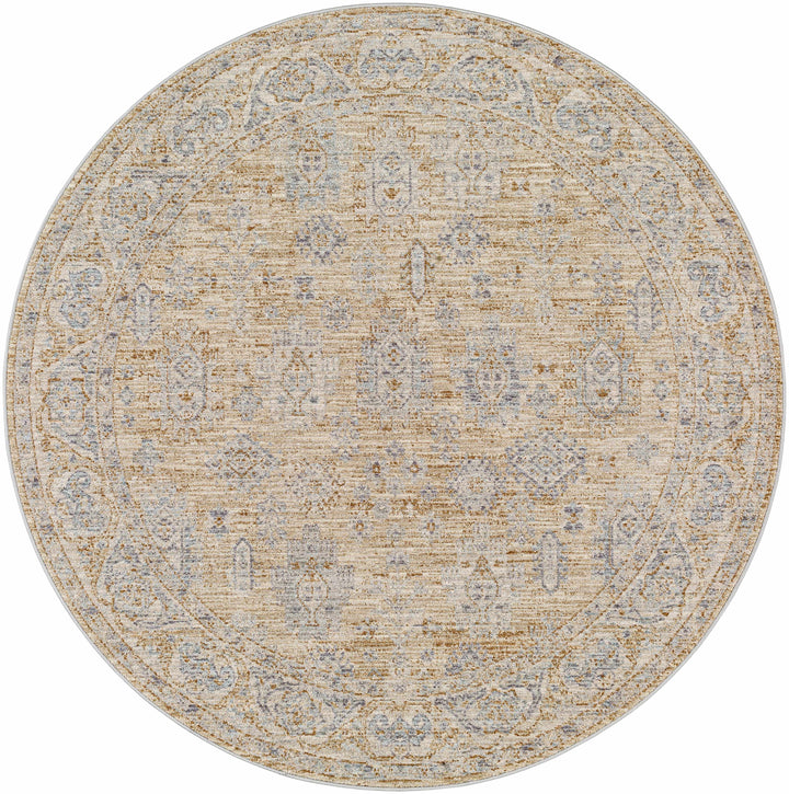 Lash Traditional Floral Design Beige And Blue Area Rug