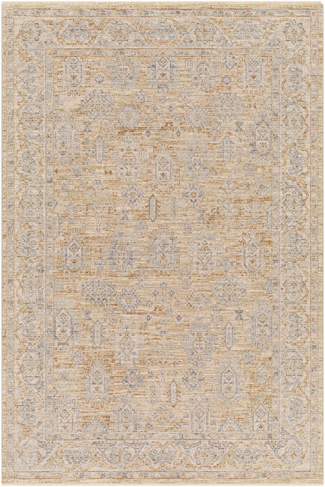 Lash Traditional Floral Design Beige And Blue Area Rug