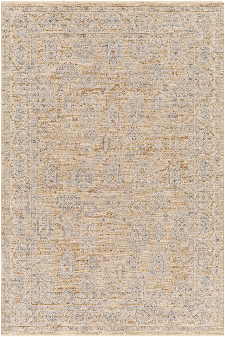 Lash Traditional Floral Design Beige And Blue Area Rug