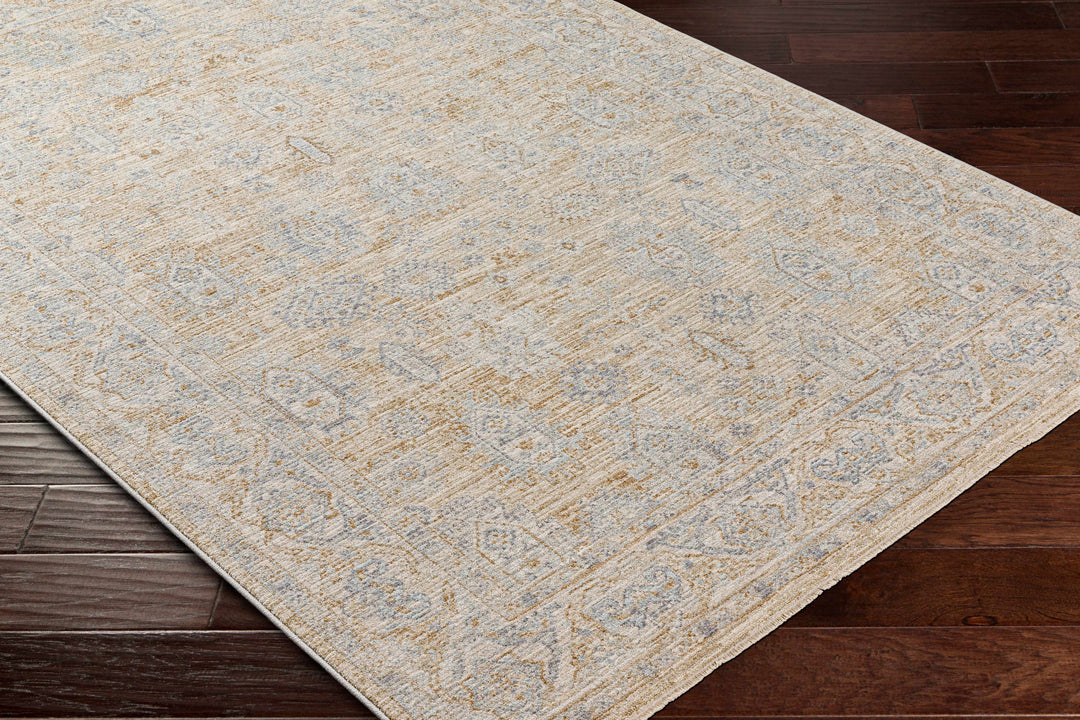 Lash Traditional Floral Design Beige And Blue Area Rug