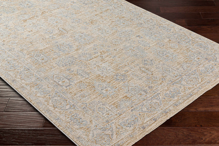 Lash Traditional Floral Design Beige And Blue Area Rug