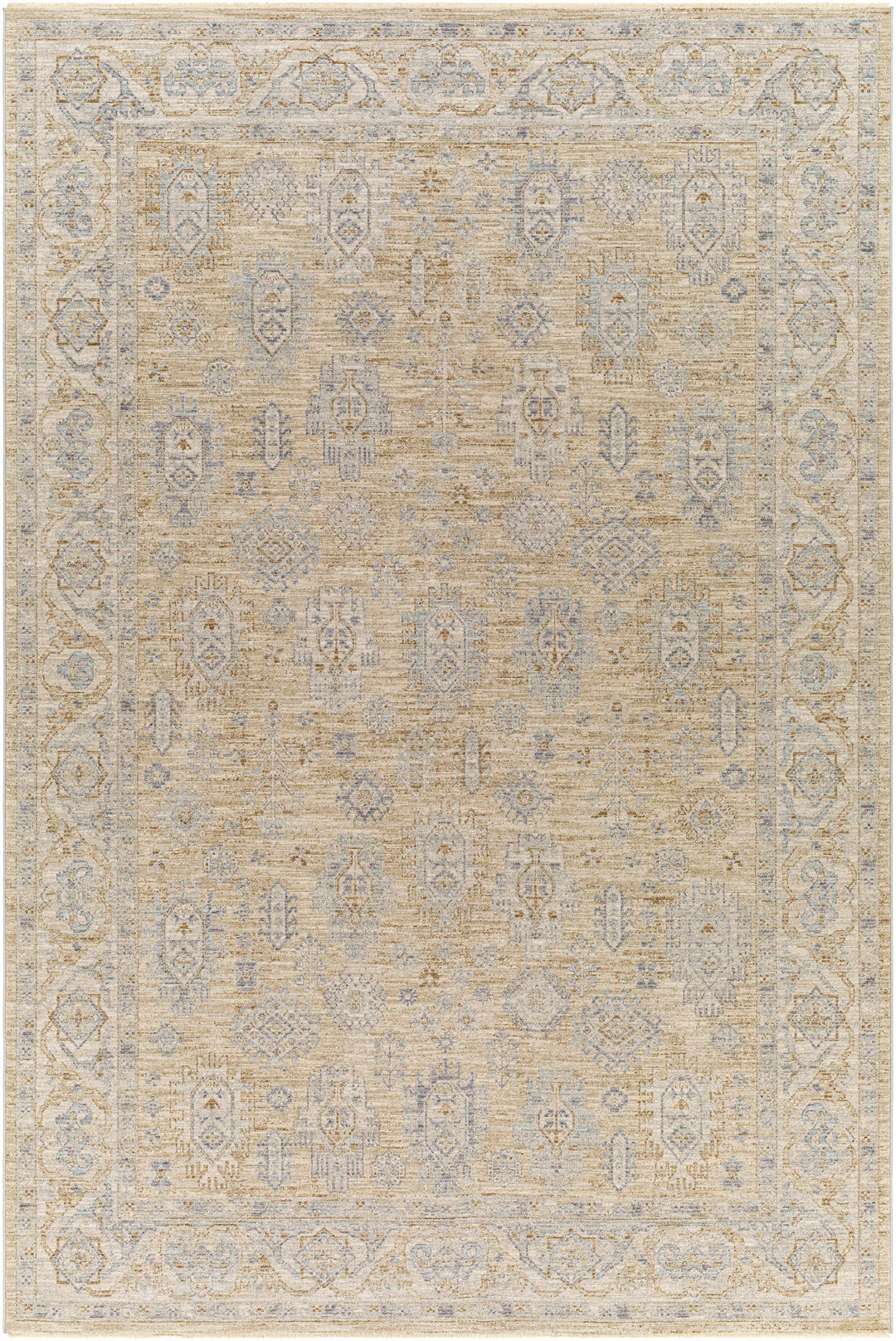 Lash Traditional Floral Design Beige And Blue Area Rug