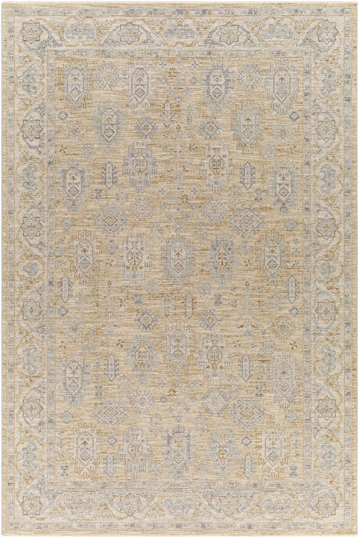 Lash Traditional Floral Design Beige And Blue Area Rug