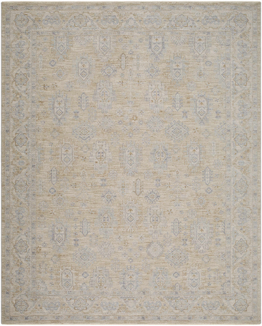 Lash Traditional Floral Design Beige And Blue Area Rug