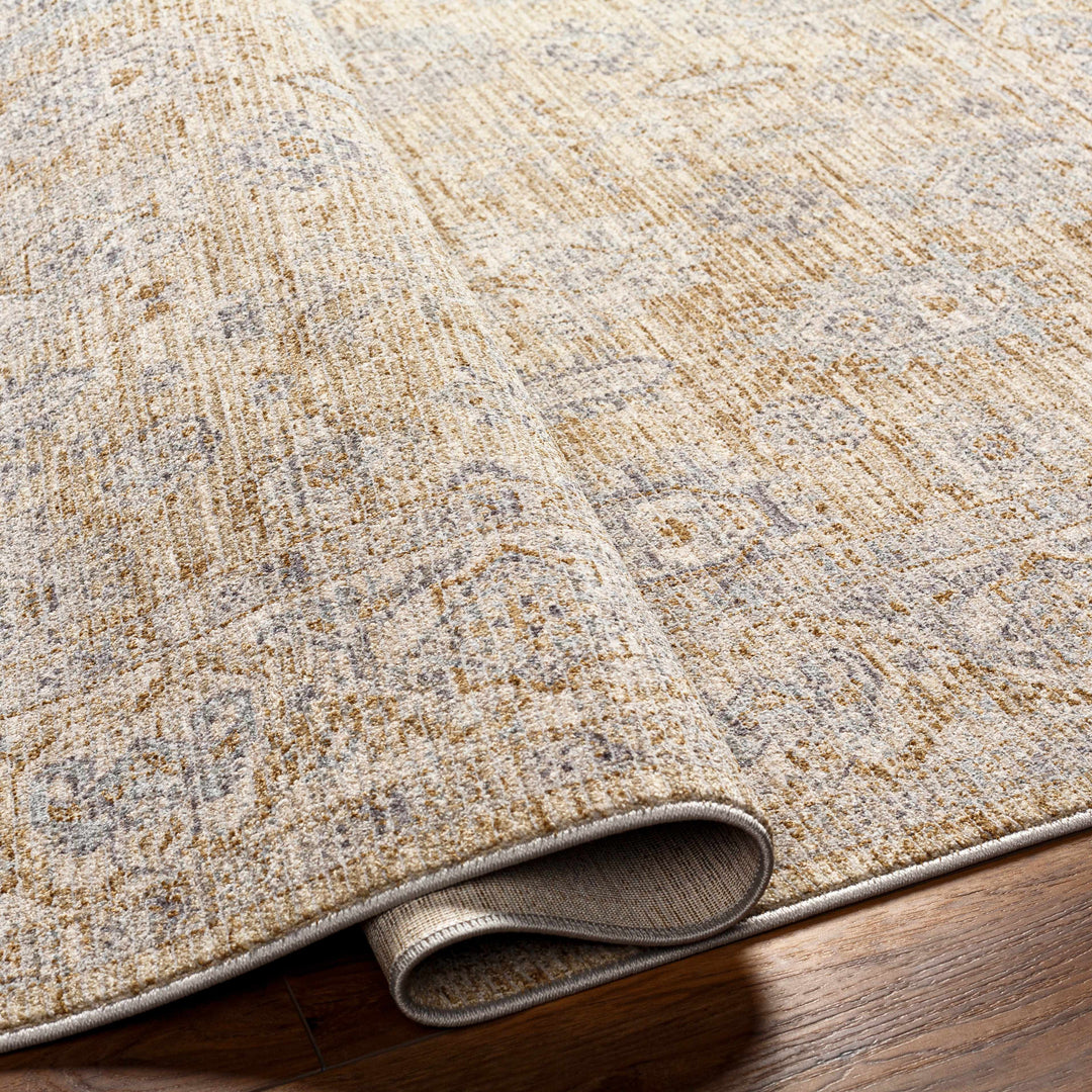 Lash Traditional Floral Design Beige And Blue Area Rug