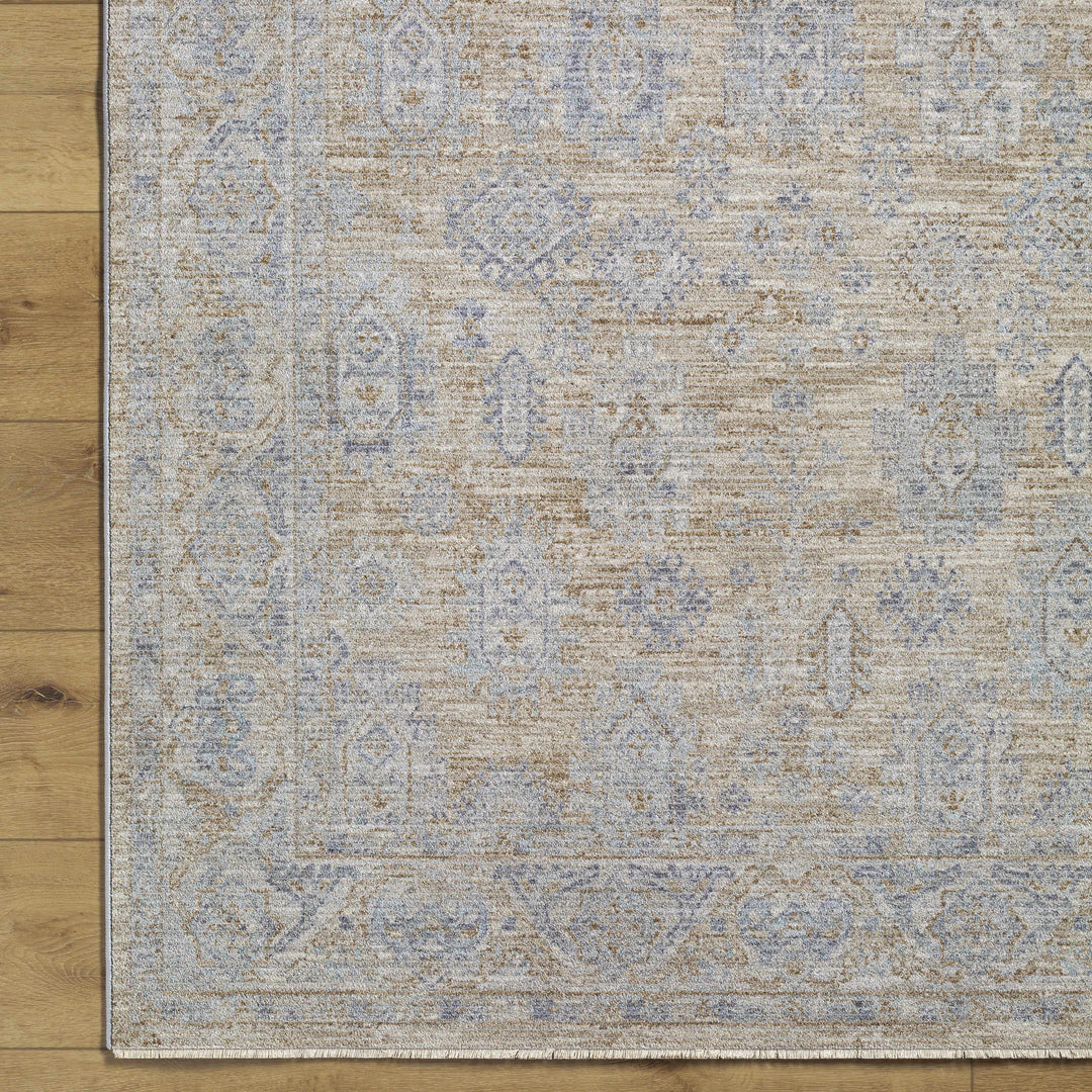 Lash Traditional Floral Design Beige And Blue Area Rug