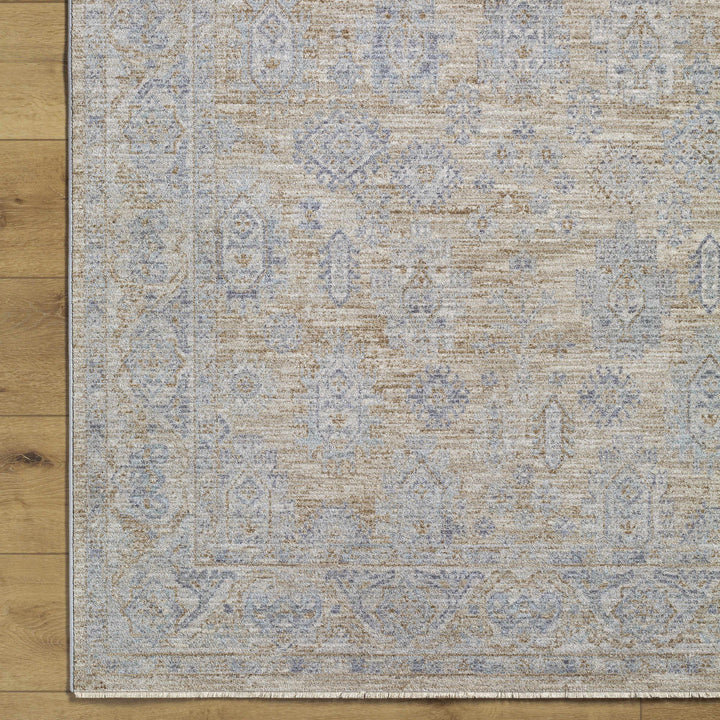 Lash Traditional Floral Design Beige And Blue Area Rug