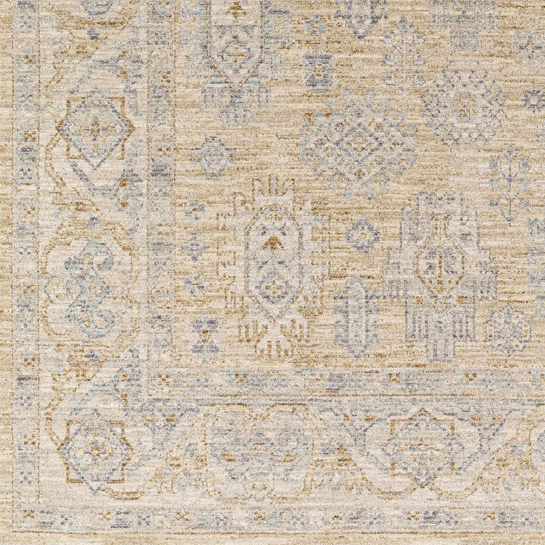 Lash Traditional Floral Design Beige And Blue Area Rug