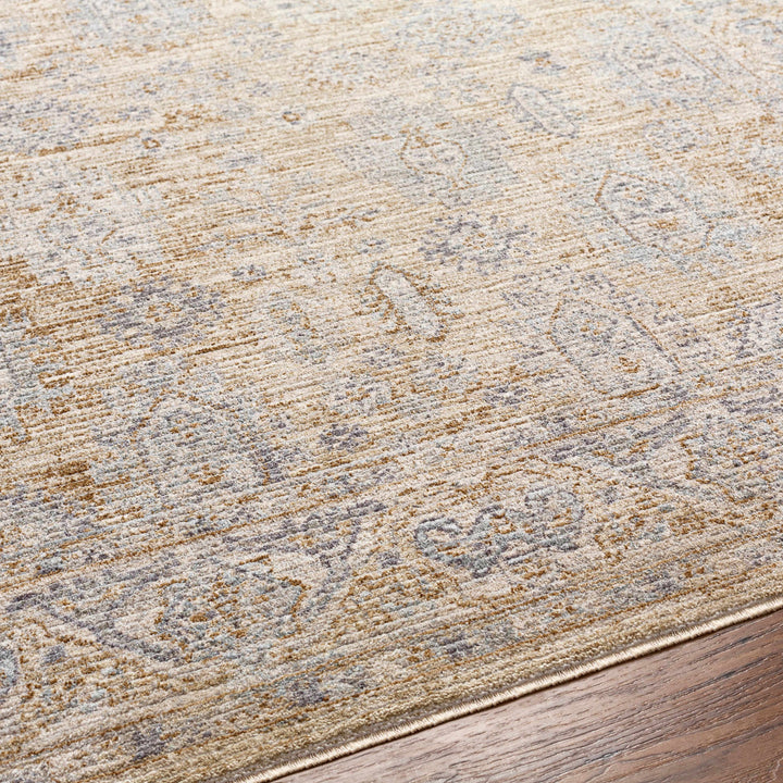 Lash Traditional Floral Design Beige And Blue Area Rug