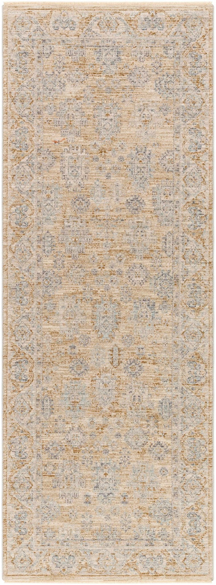 Lash Traditional Floral Design Beige And Blue Area Rug - The Rug Decor