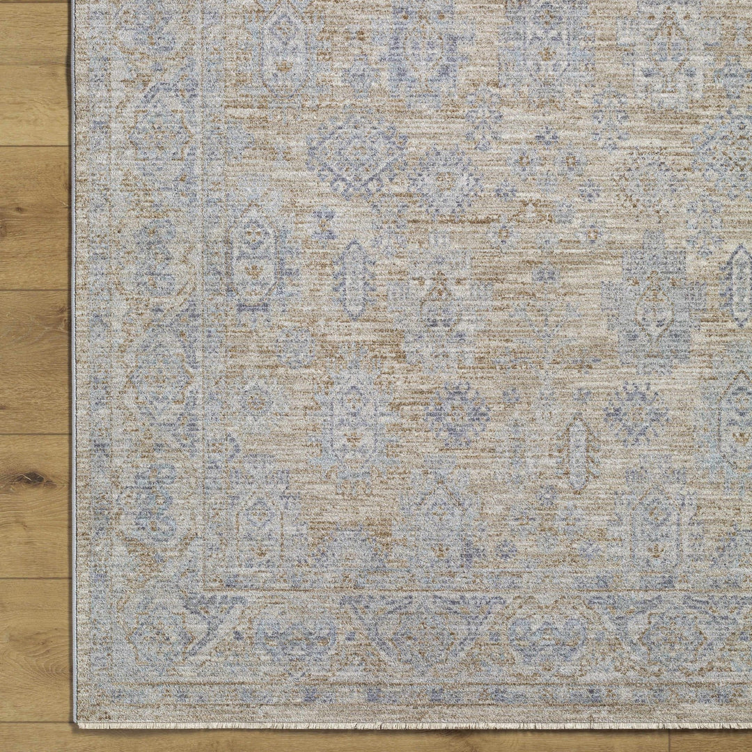 Lash Traditional Floral Design Beige And Blue Area Rug - The Rug Decor