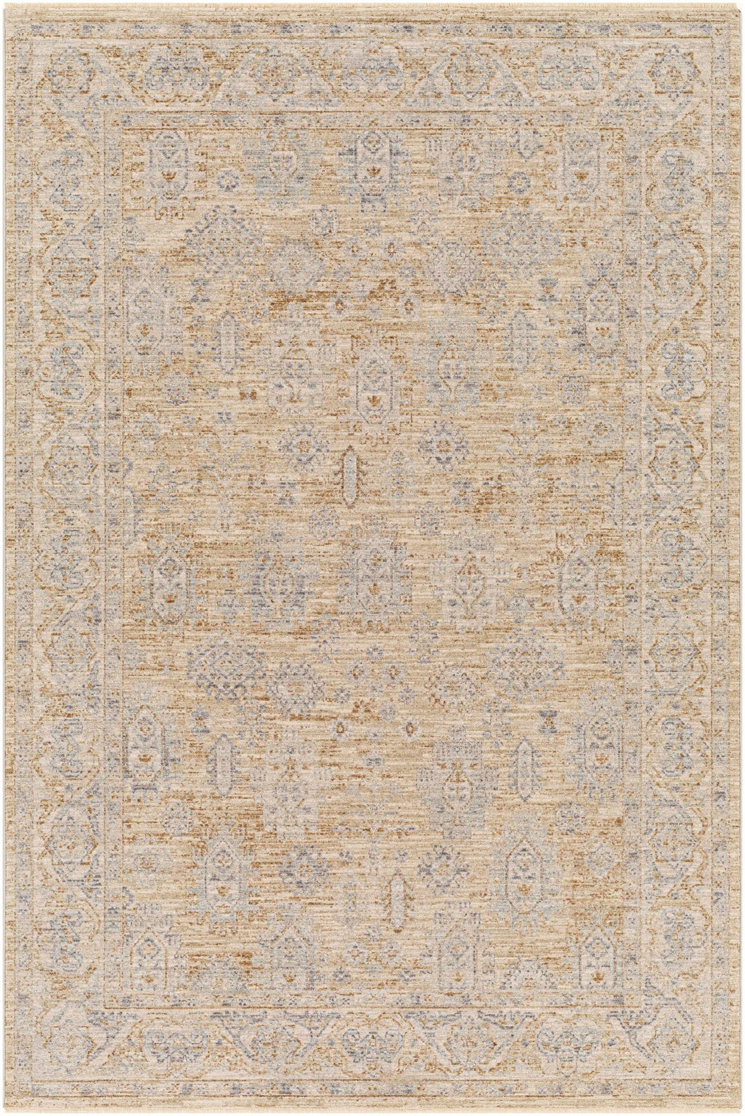 Lash Traditional Floral Design Beige And Blue Area Rug - The Rug Decor