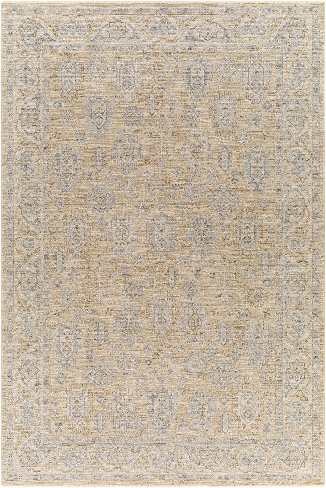 Lash Traditional Floral Design Beige And Blue Area Rug - The Rug Decor