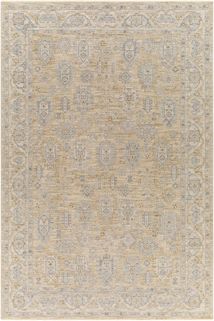 Lash Traditional Floral Design Beige And Blue Area Rug - The Rug Decor