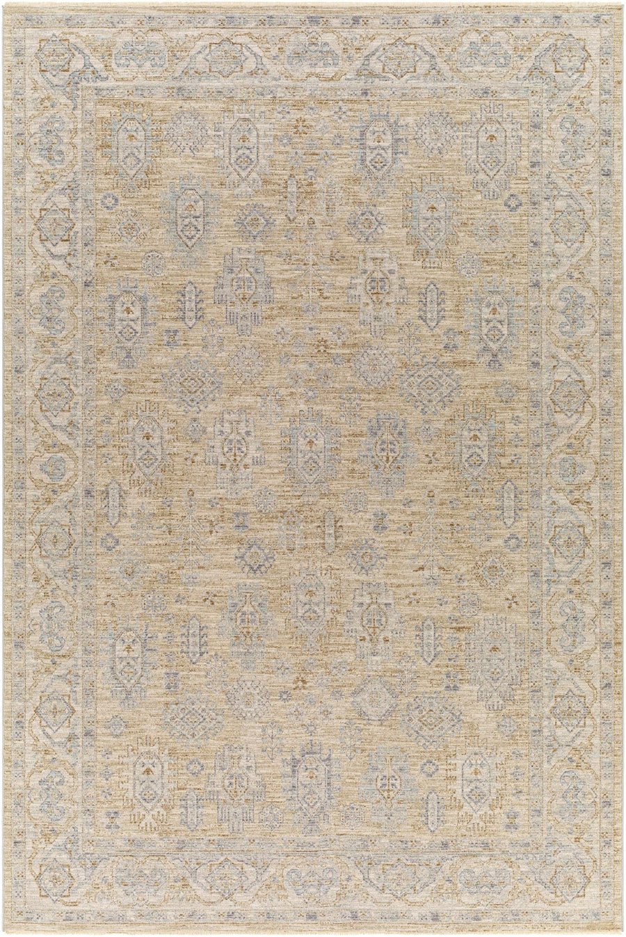 Lash Traditional Floral Design Beige And Blue Area Rug - The Rug Decor