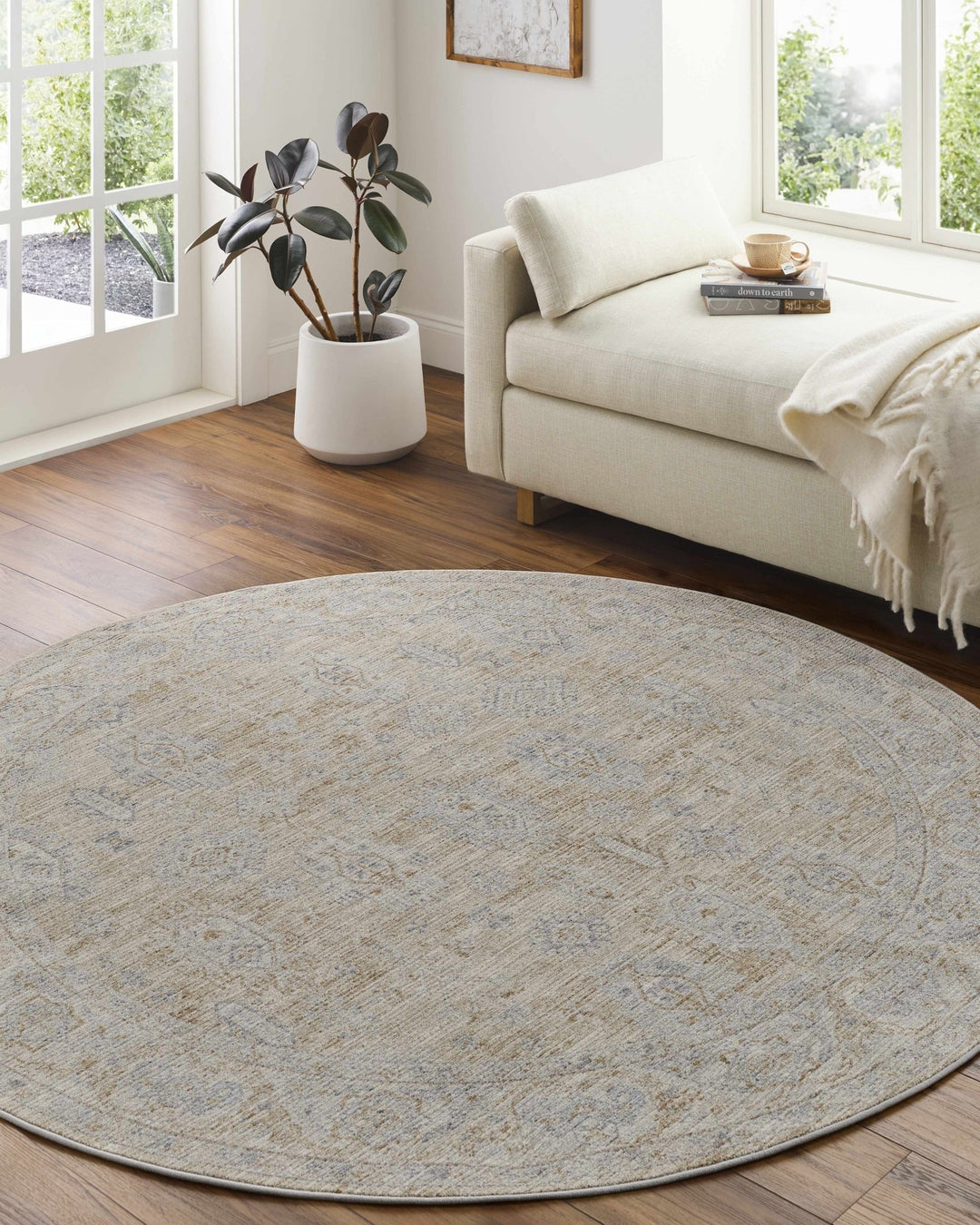 Lash Traditional Floral Design Beige And Blue Area Rug - The Rug Decor
