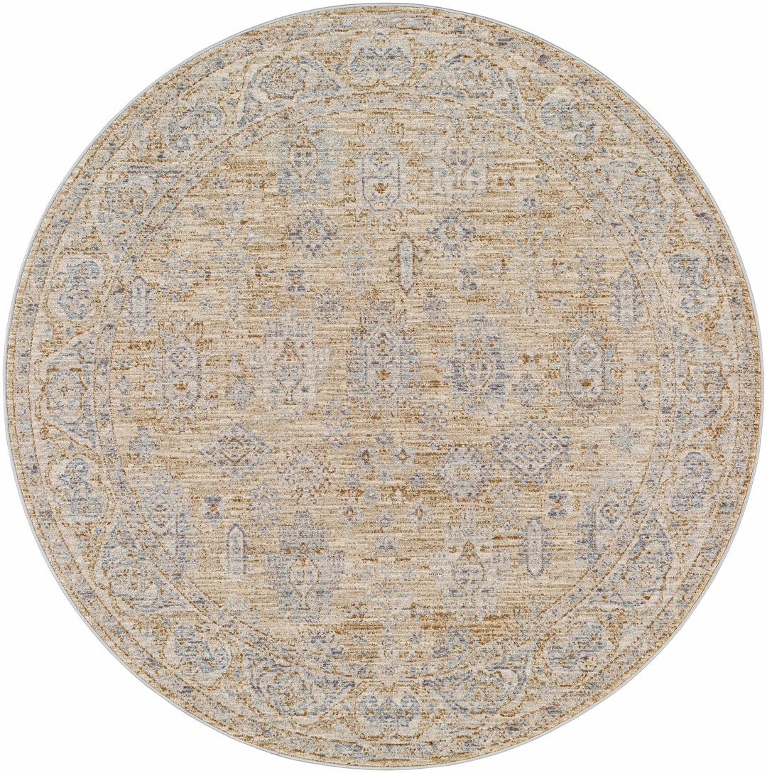 Lash Traditional Floral Design Beige And Blue Area Rug - The Rug Decor