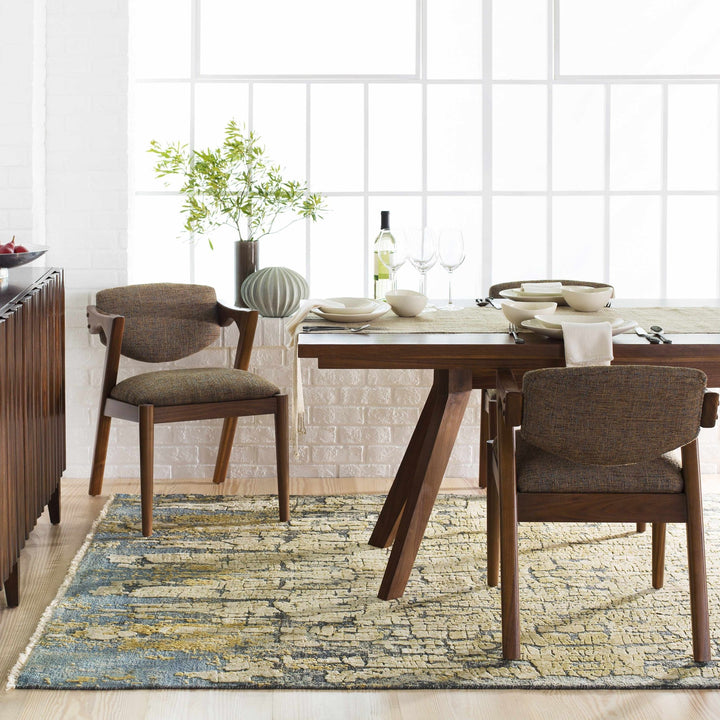 Latour Modern Abstract Design Olive Hand Knotted Wool Area Rug - The Rug Decor