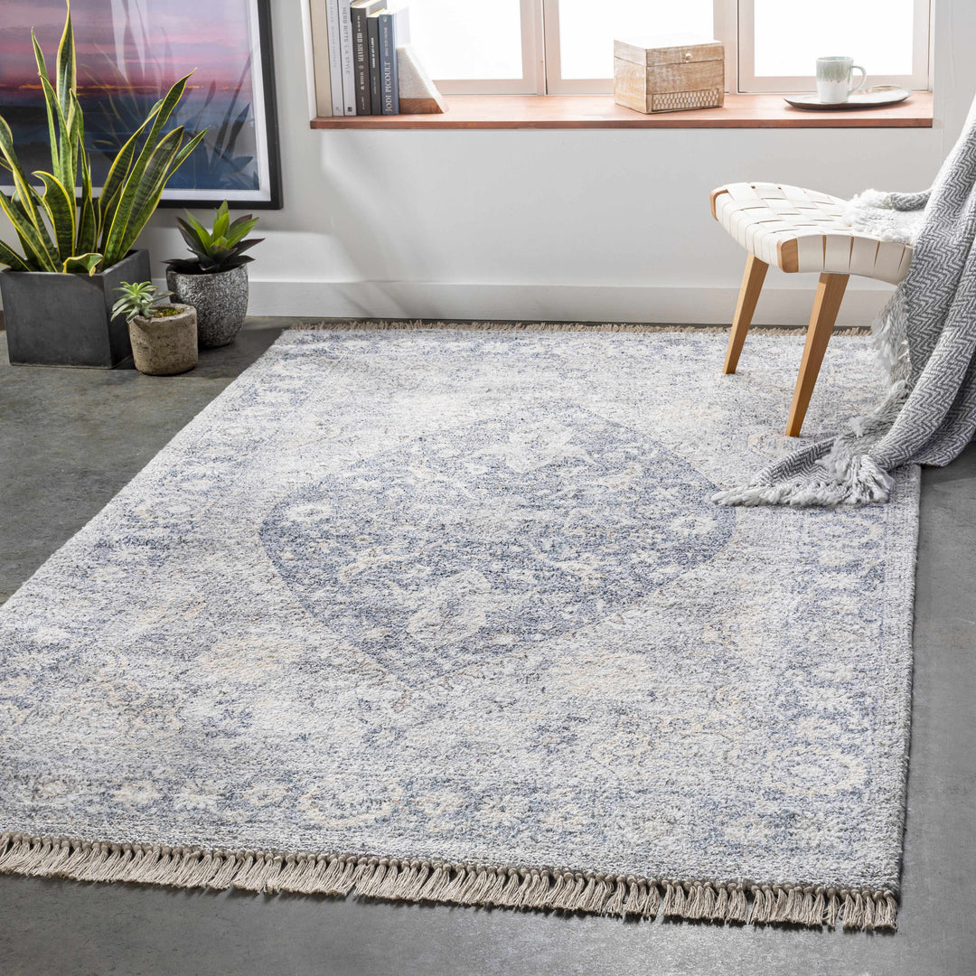 Laura Traditional Style Blue And Beige Hand Woven Area Rug