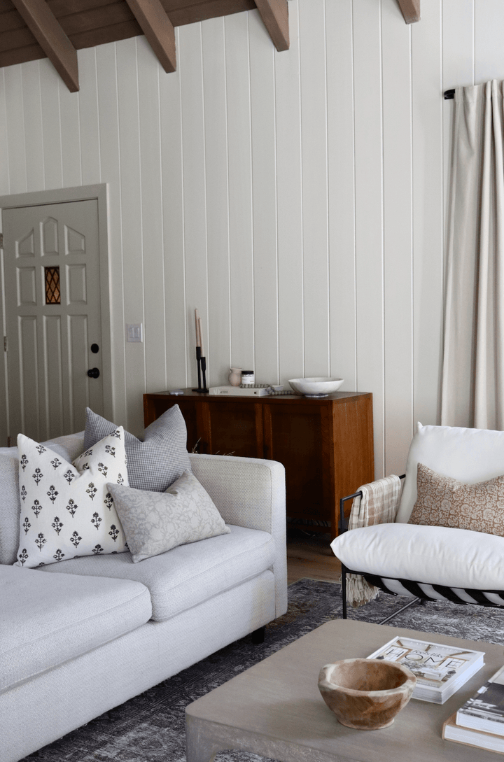 Laurel Light Gray Floral Linen Pillow Cover - The Rug Decor