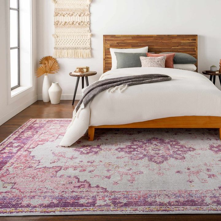 Laureldale Traditional Style Purple And Ivory Area Rug - The Rug Decor