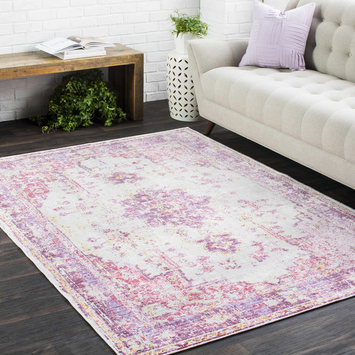 Laureldale Traditional Style Purple And Ivory Area Rug - The Rug Decor