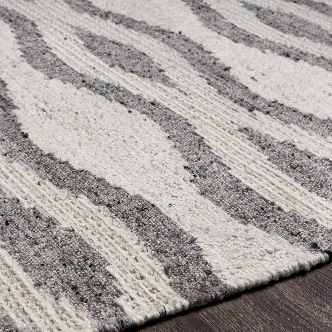 Lavalwaves Modern Style Ivory And Gray Hand Woven Wool Rug - The Rug Decor