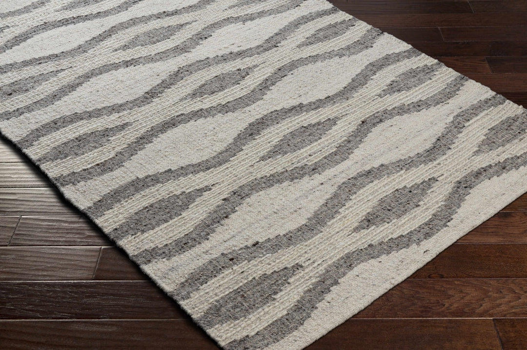 Lavalwaves Modern Style Ivory And Gray Hand Woven Wool Rug - The Rug Decor