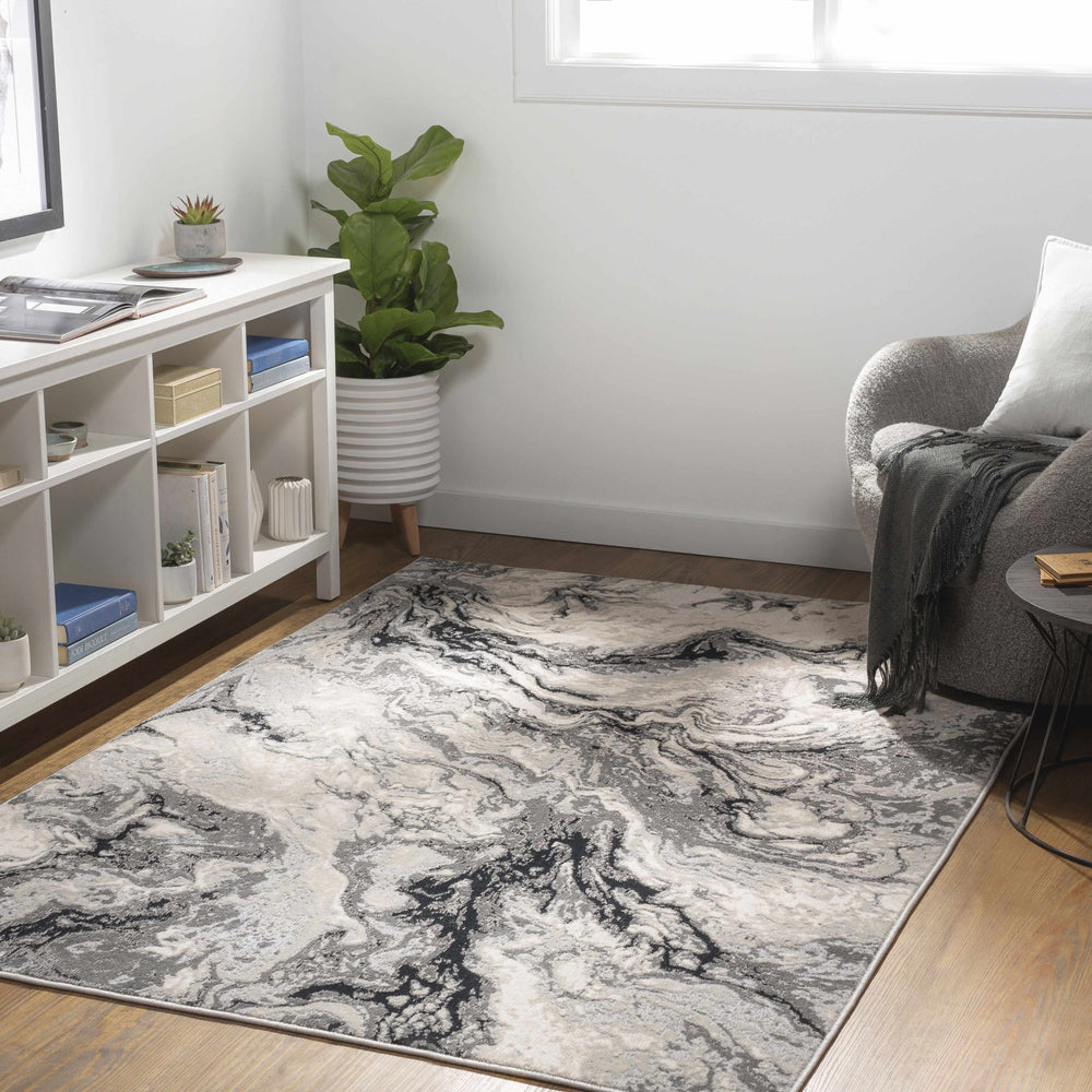 Lawigan Gray And Ivory Modern Abstract Design Area Rug - The Rug Decor