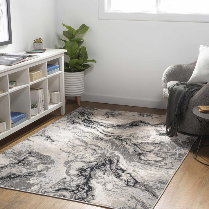Lawigan Gray And Ivory Modern Abstract Design Area Rug - The Rug Decor