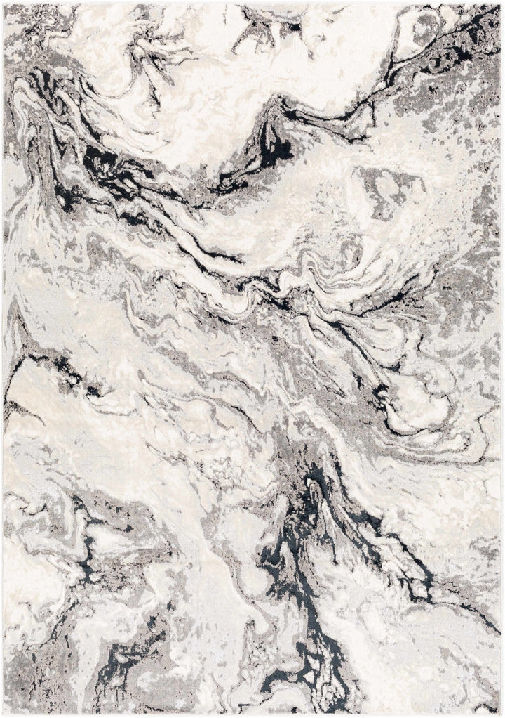 Lawigan Gray And Ivory Modern Abstract Design Area Rug - The Rug Decor