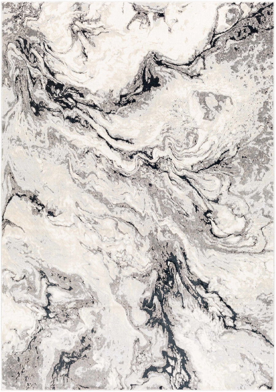 Lawigan Gray And Ivory Modern Abstract Design Area Rug - The Rug Decor
