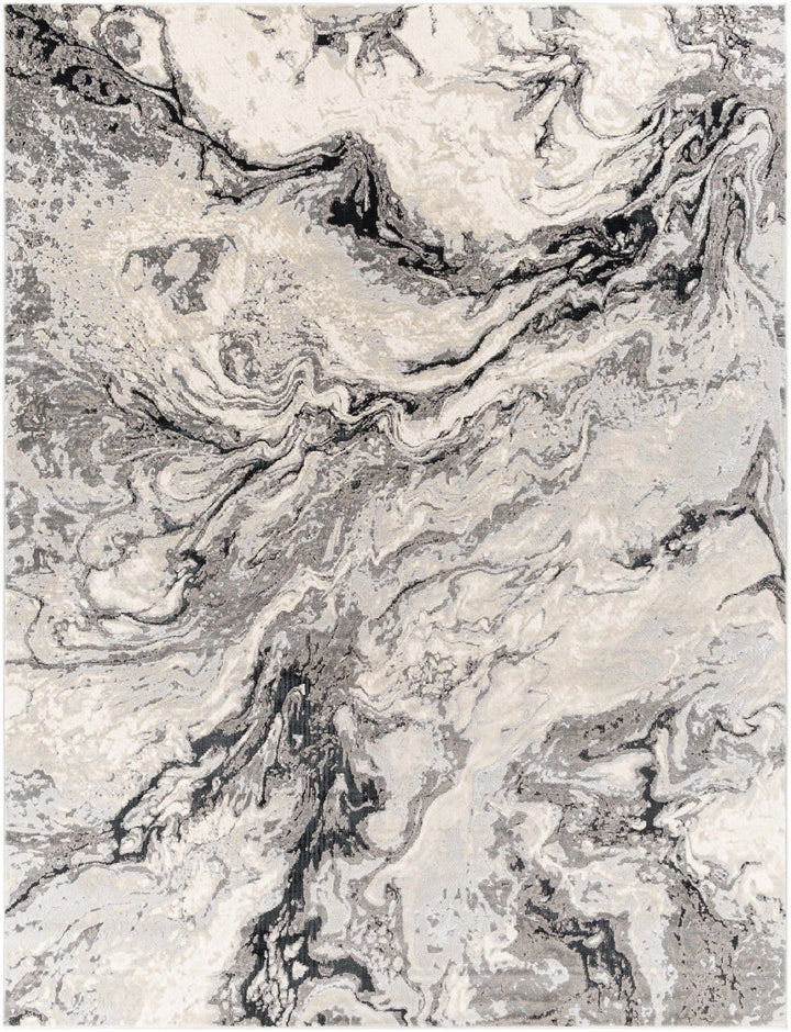 Lawigan Gray And Ivory Modern Abstract Design Area Rug - The Rug Decor