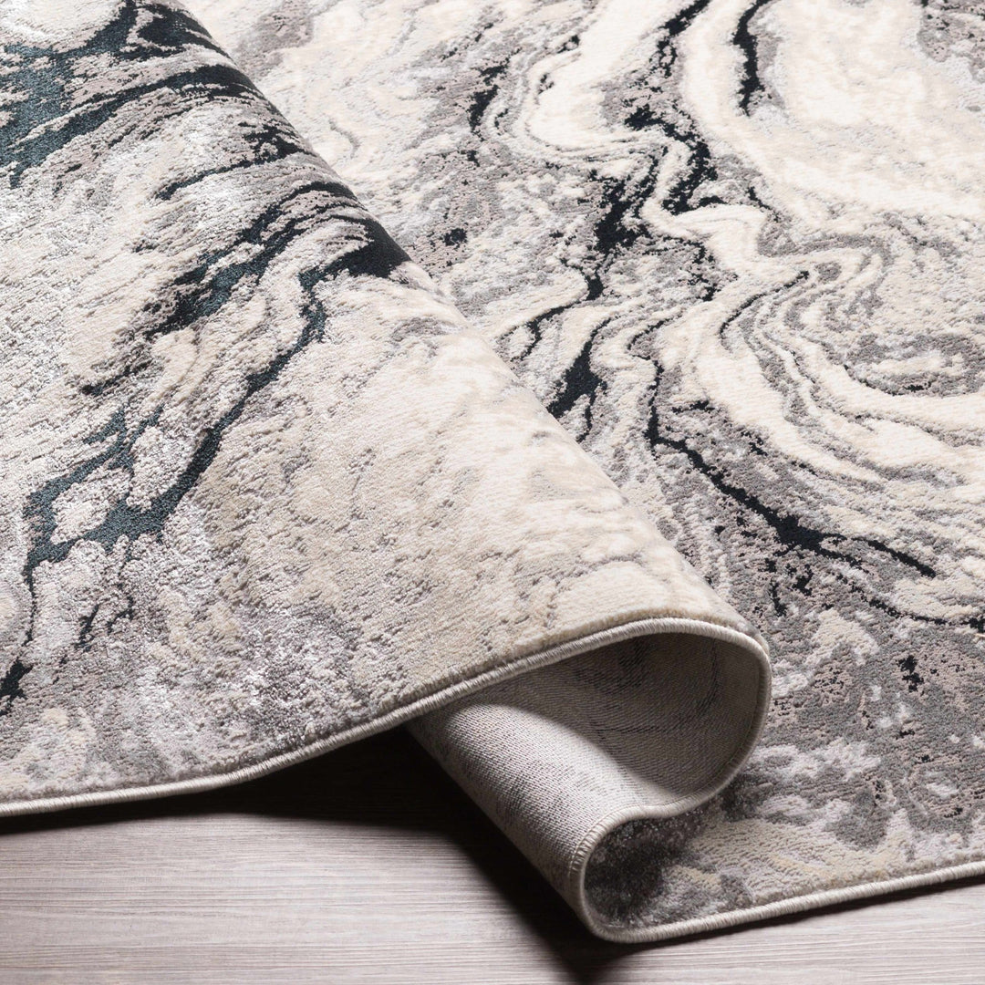 Lawigan Gray And Ivory Modern Abstract Design Area Rug - The Rug Decor