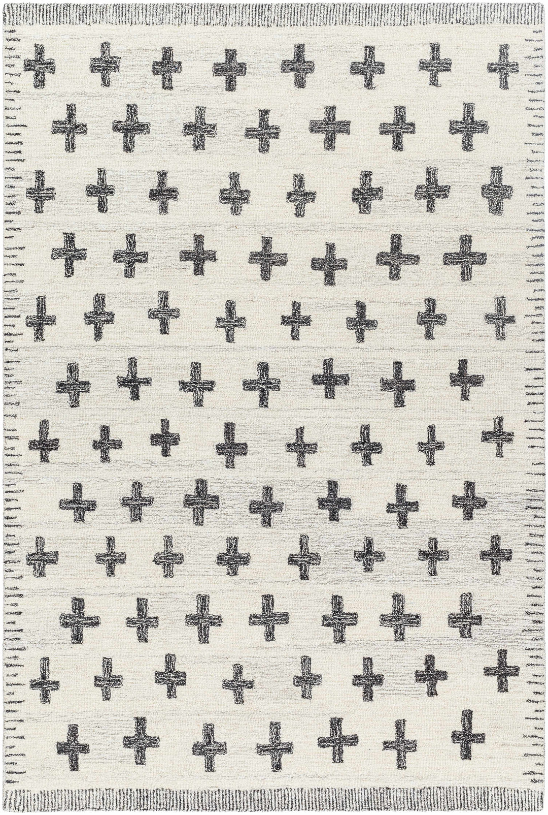 Lotta Modern Ivory And Charcoal Hand Tufted Wool Area Rug