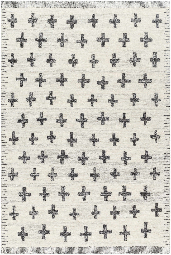 Lotta Modern Ivory And Charcoal Hand Tufted Wool Area Rug