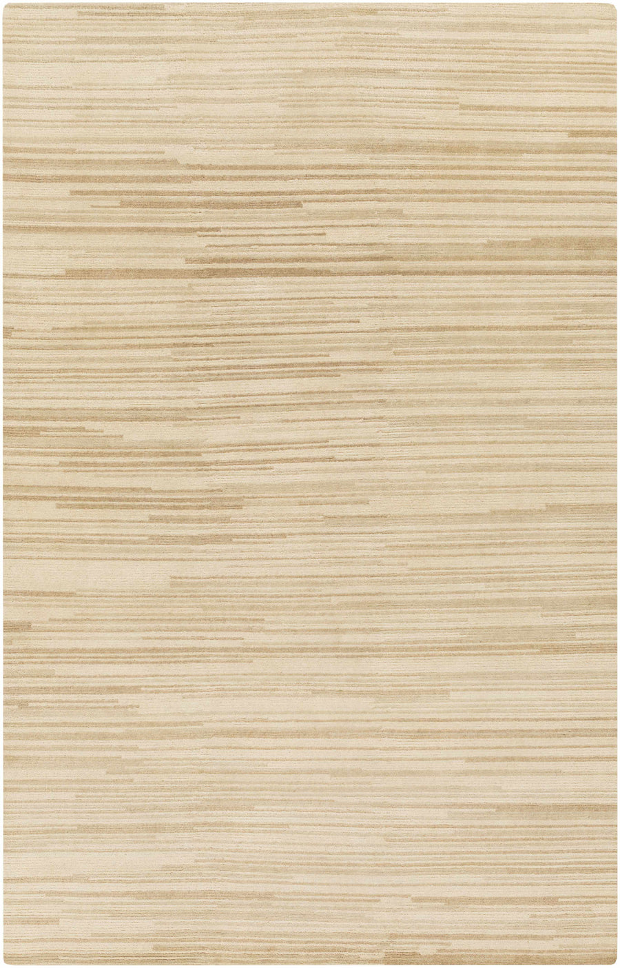 Beige hand-knotted wool area rug with modern abstract horizontal stripe pattern
