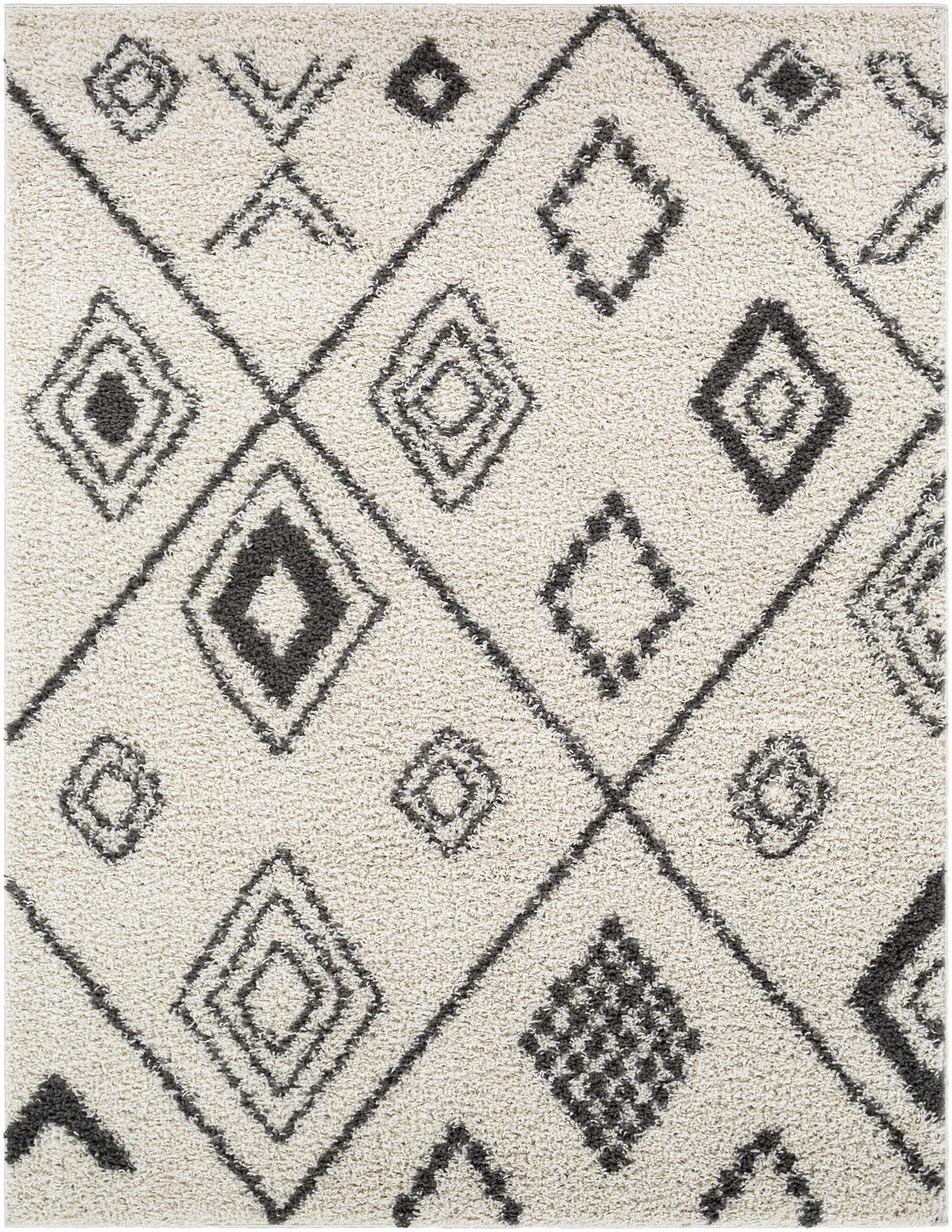 Albury Modern Geometrical Design Ivory And Charcoal Area Rug