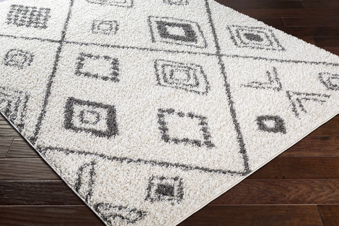 Albury Modern Geometrical Design Ivory And Charcoal Area Rug