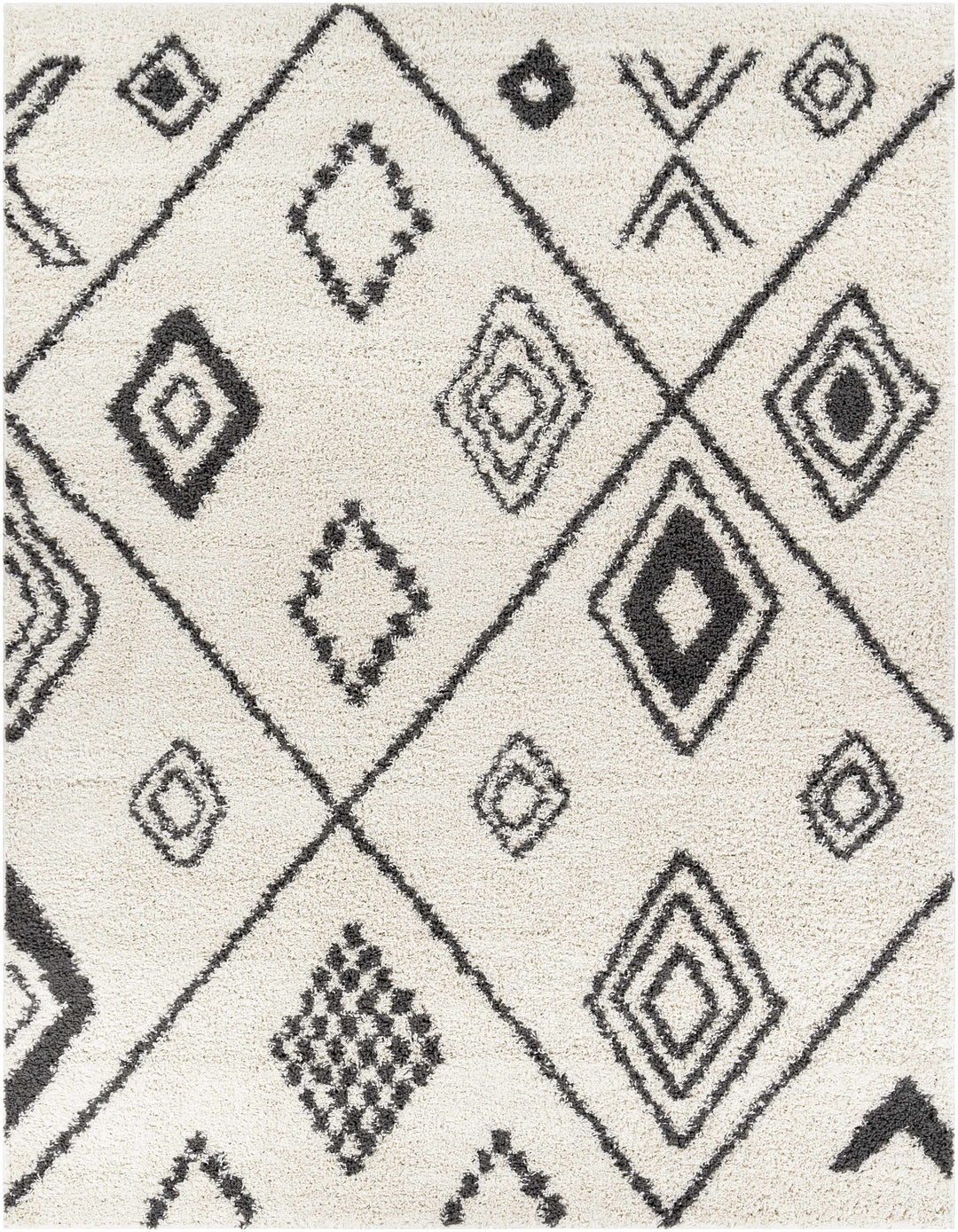 Albury Modern Geometrical Design Ivory And Charcoal Area Rug