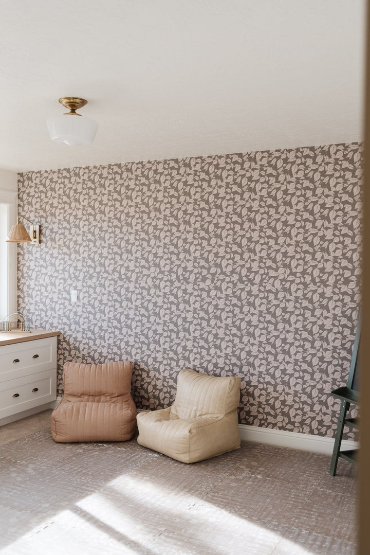 Leaf Printed Teal, Green and Pink self - adhesive Wallpaper - The Rug Decor