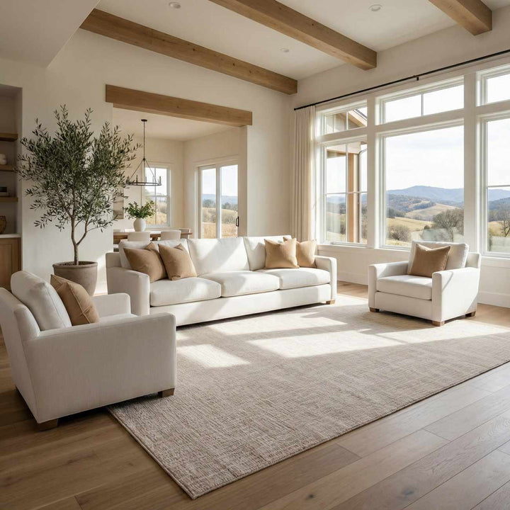 Leanna Modern Solid Design Cream Washable Area Rug - The Rug Decor