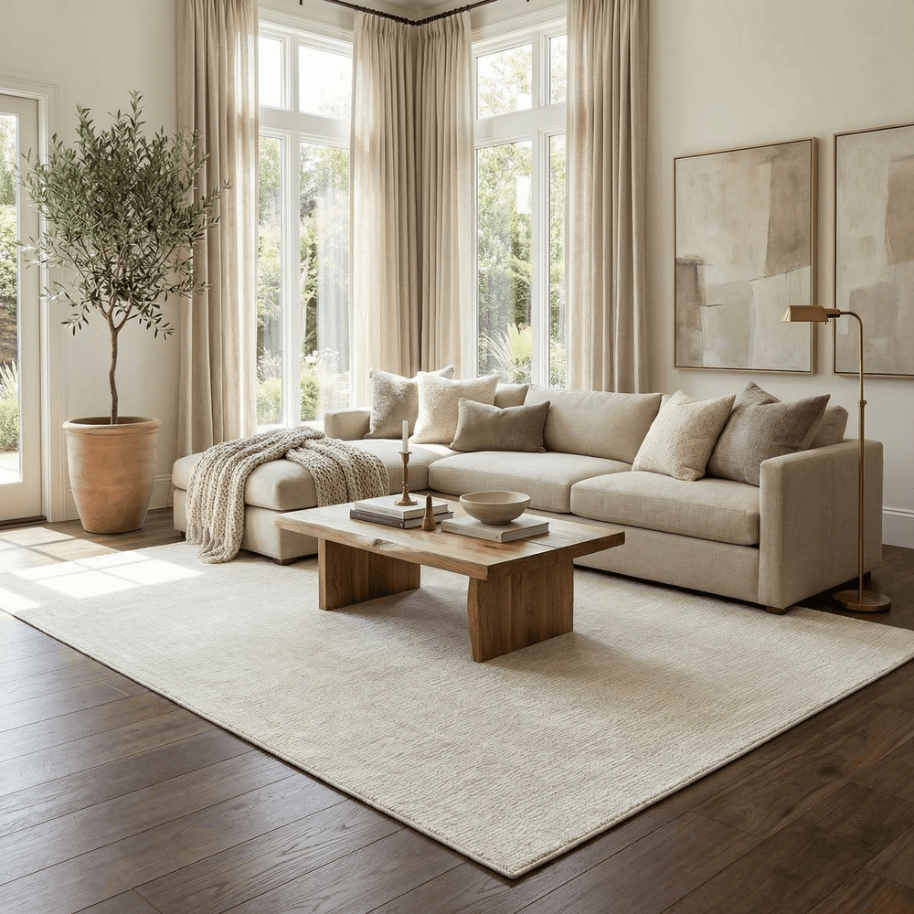 Leanna Modern Solid Design Cream Washable Area Rug - The Rug Decor