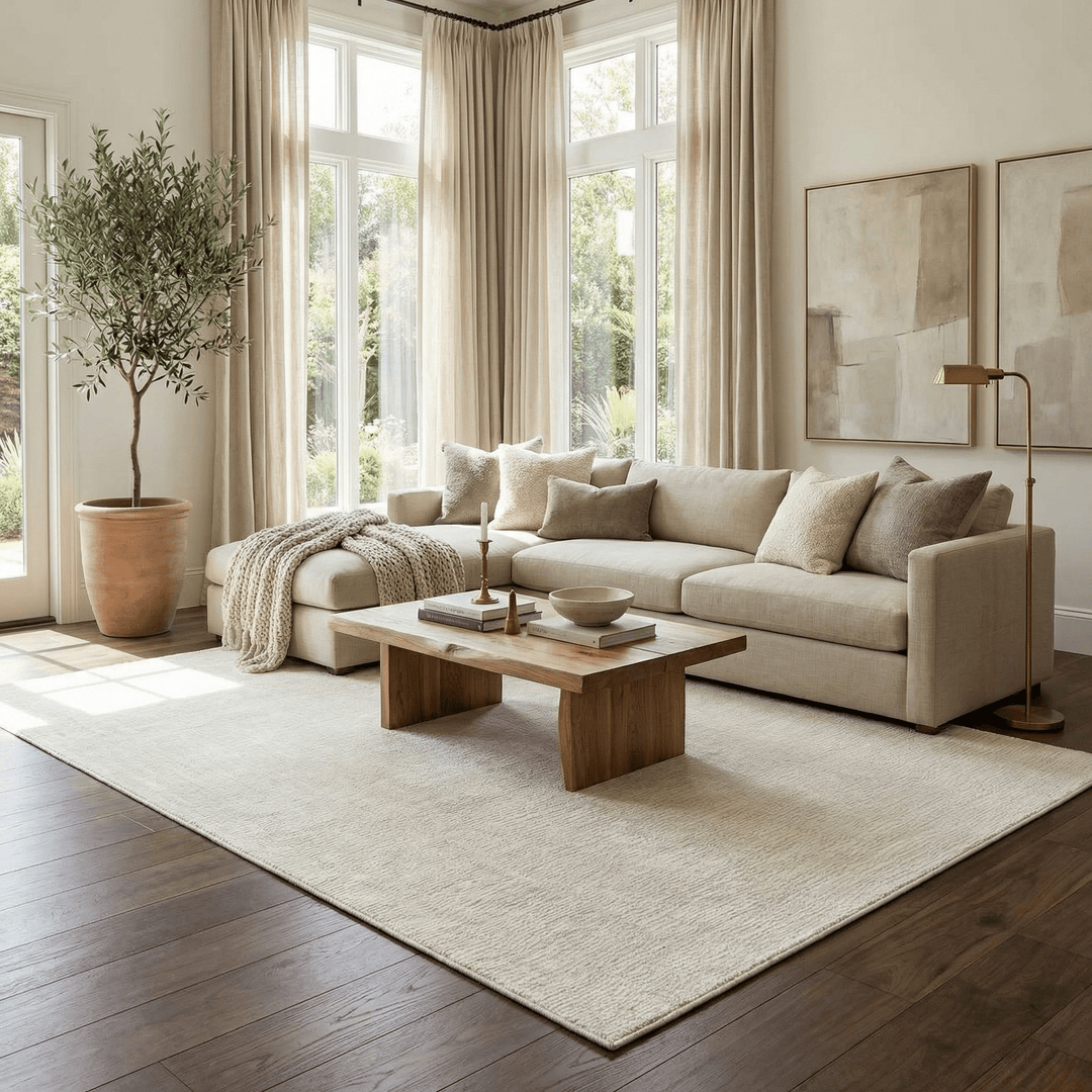 Leanna Modern Solid Design Cream Washable Area Rug - The Rug Decor